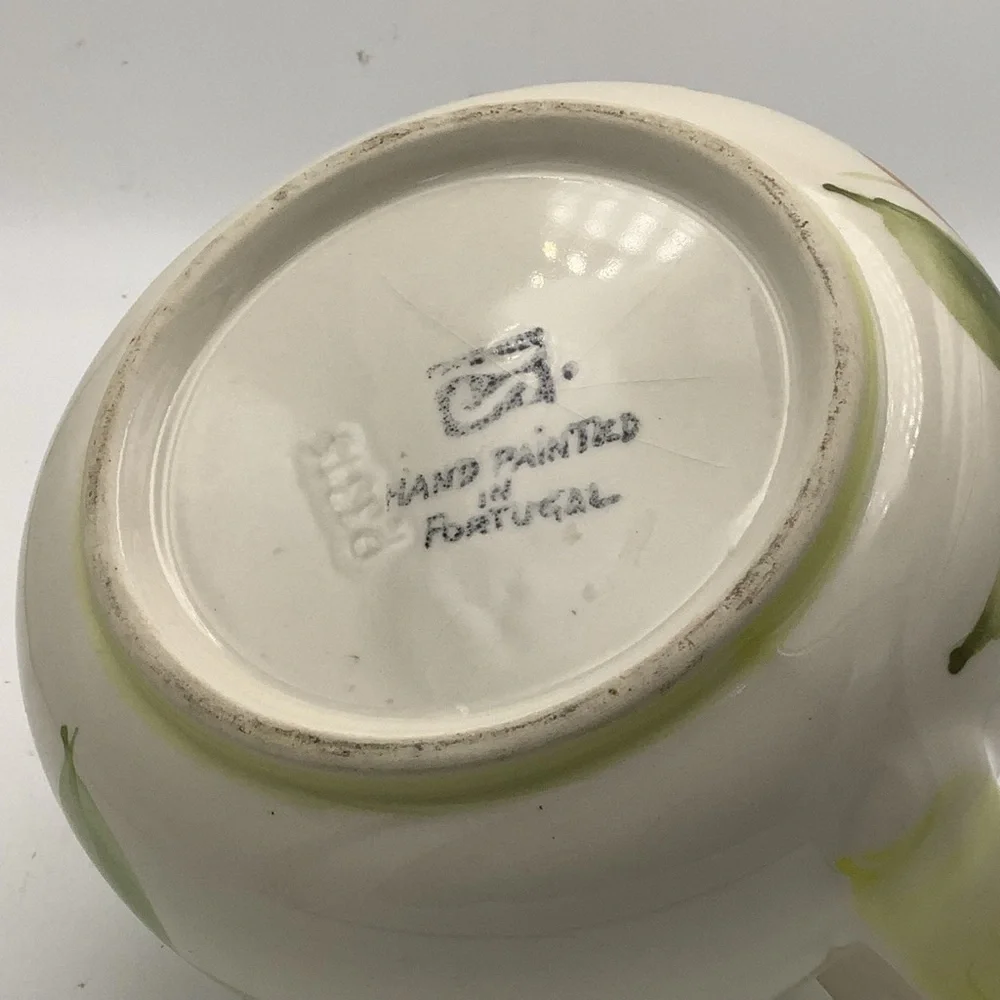 Hand Painted Portuguese Floral Ceramic Pitcher